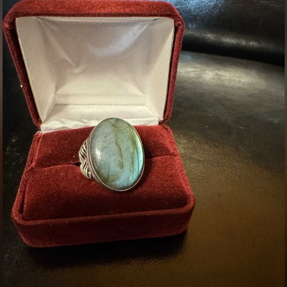 Sterling Silver 925 Labradorite Ring Size 7.25 Made in India